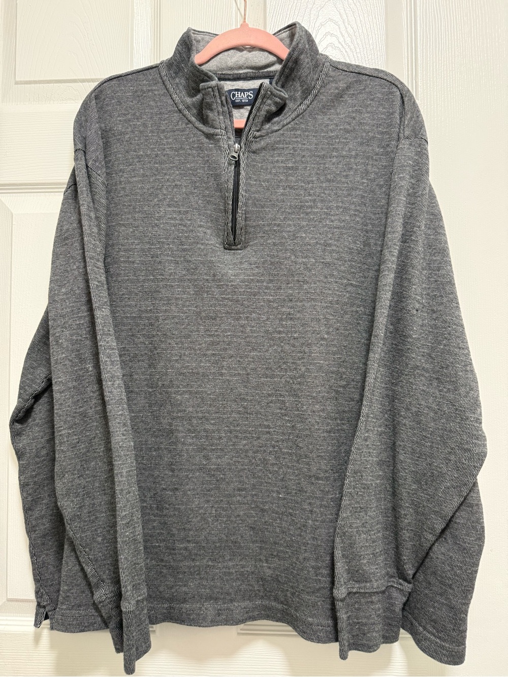 Chaps 1/4 Zip Pullover Sweater Mens 3XB Gray Cotton Mock Neck